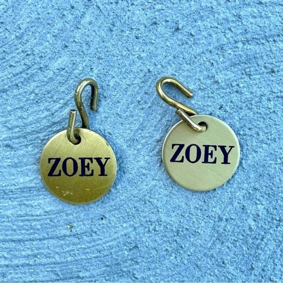 1” Brass Name Tags (pair) - “Zoey”​ - Picture 1 of 2